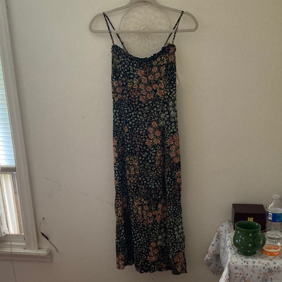 Dress Forum Black and Pink Floral Midi Dress - Picture 1 of 5